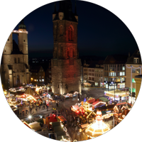 Achillea-Abschied, abendliches Halle und Besuch in Kitzscher